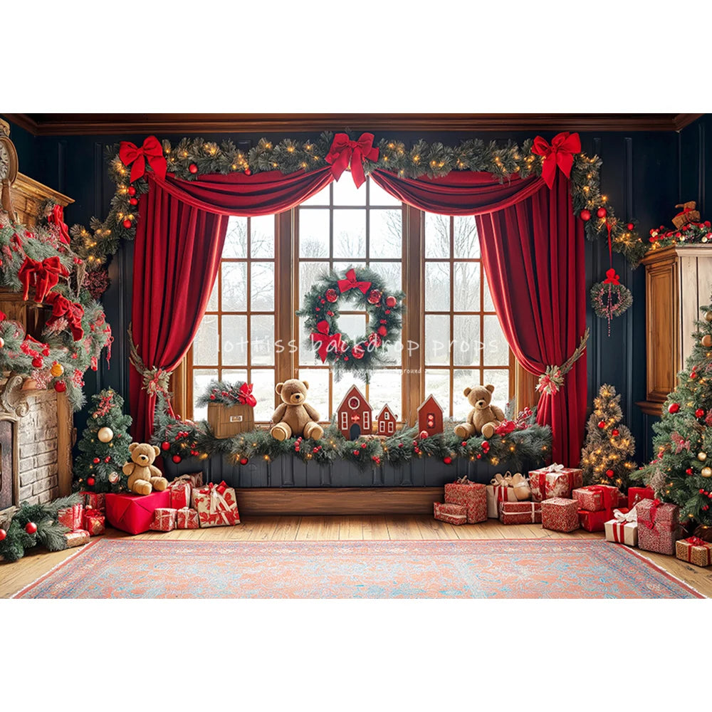 Winter Xmas Cottage Backdrops Kids Adult Photography Child Baby Photocall Snowflake Arch Windows Backgrounds