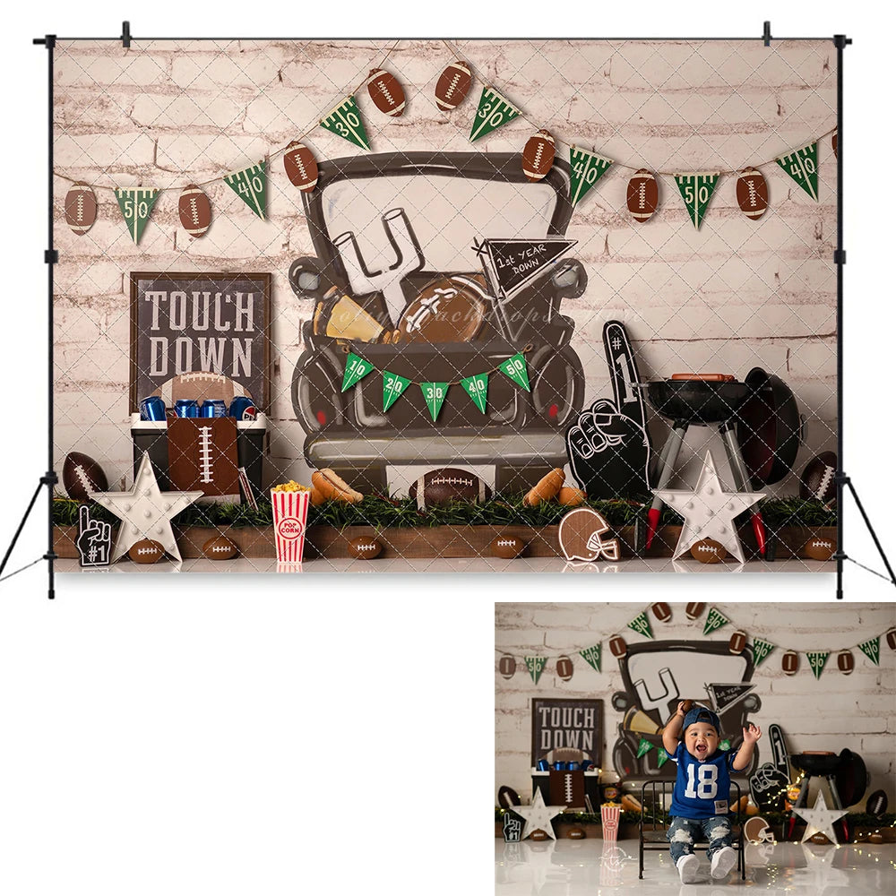 Football Kids Baby Cake Smash Backdrops Child Adult Birthday Photo Shoot Backgrounds Family Party Photocall Photograhy Decors