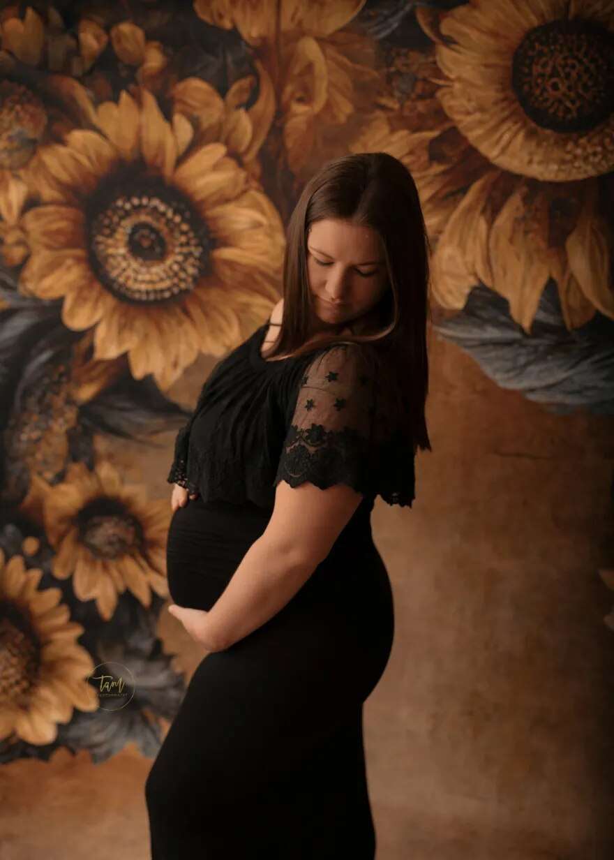 Abstract Floral Backdrops Baby Pregnant Woman Portrait Photography Art Hand Painting Sunflower Background Kids Adult Photostudio