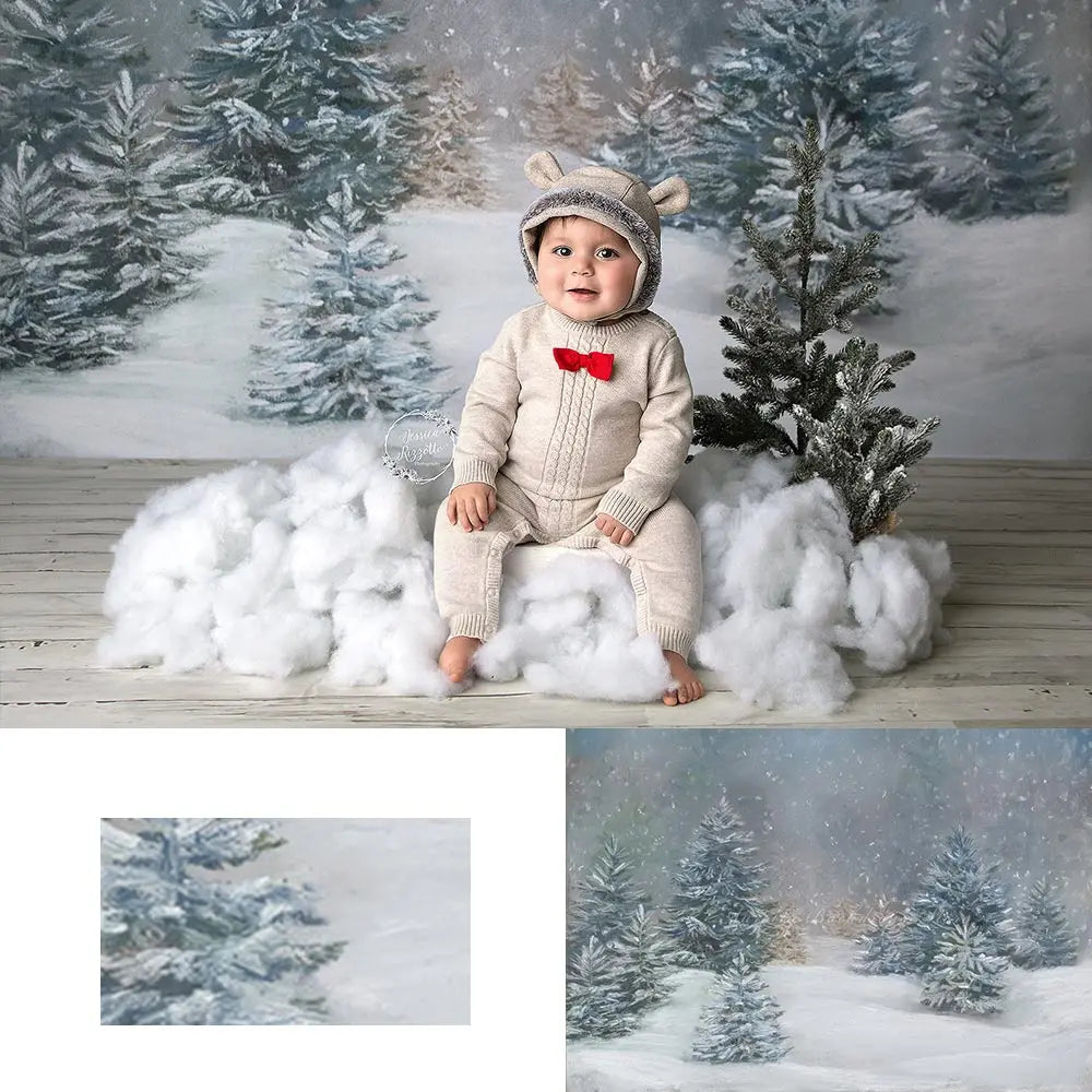 Winter Forest Snowfall Photography Backdrop Kids Baby Cake Smash Photocall Decors Child Adult Birthday Studio Backgrounds