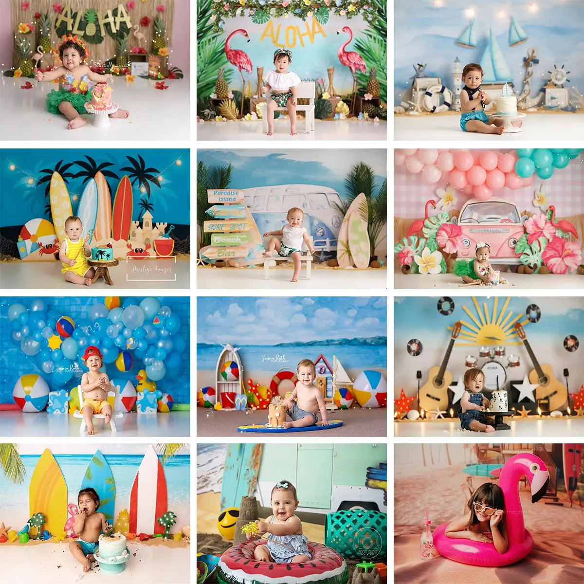 Summer Beach Photography Backdrop Kids Baby Cake Smash Photocall Decors Surfboard Aloha and Pool Party Adult Studio Backgrounds