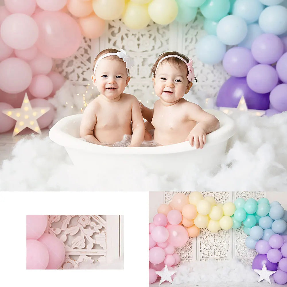 Star Crossed Rainbow Balloons Photography Backdrop Kids Baby Cake Smash Photocall Decors Child Girls Adult Photoshoot Background