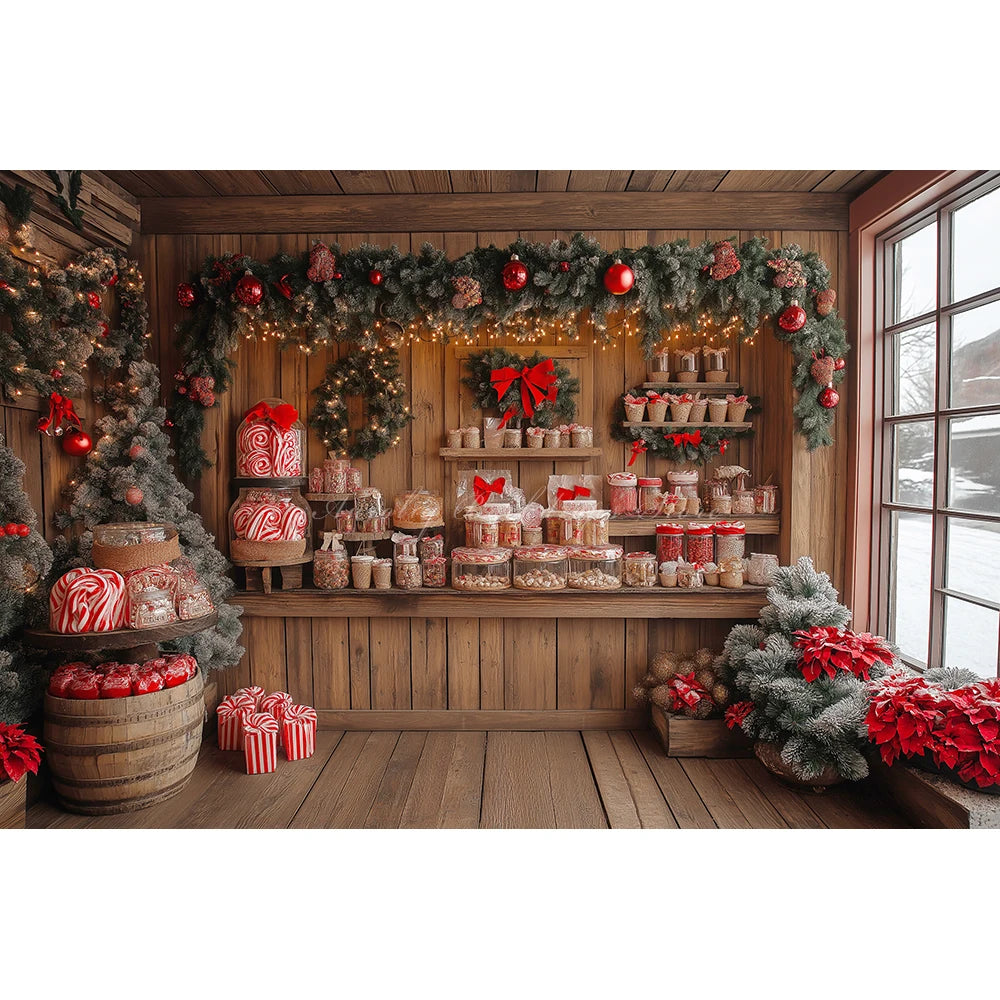 Christmas Hot Cocoa Backdrop Wooden Wall Child Baby Cake Smash Photography Props Photo Background for Birthday Party Decoration