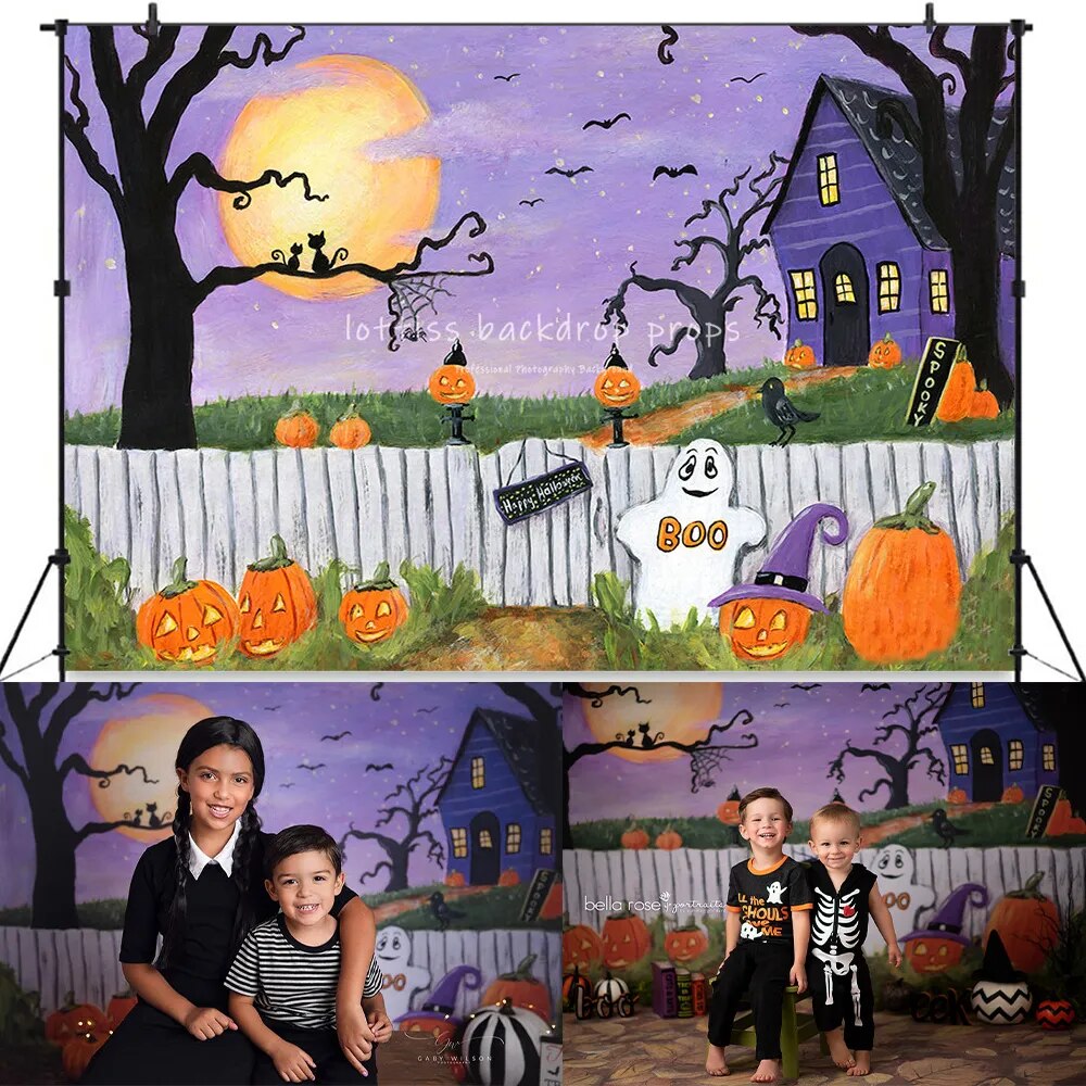 Halloween Evening Backdrops Childrens Baby Photography Props Adult Phtocall Pumpkin Lantern Festival Background