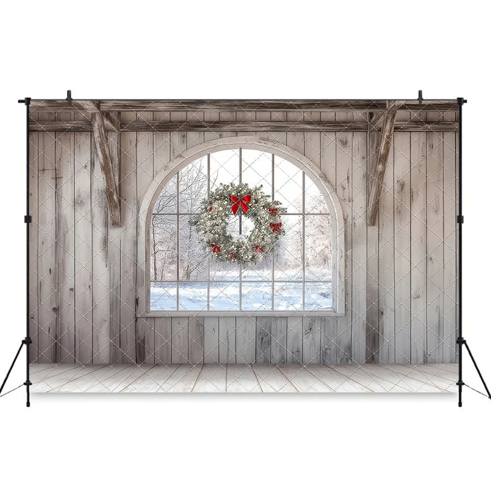 Farmhouse Christmas Winter View Backdrop Baby Kids Portrait Family Party Photocall Photograhy Background Studio Props