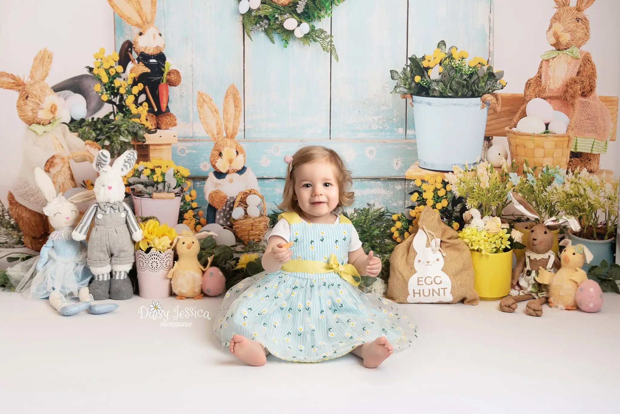 Bunnies at the Door Easter Backdrops Kids Girl Photography Adult Child Photocall Farm Spring Festival Backgrounds