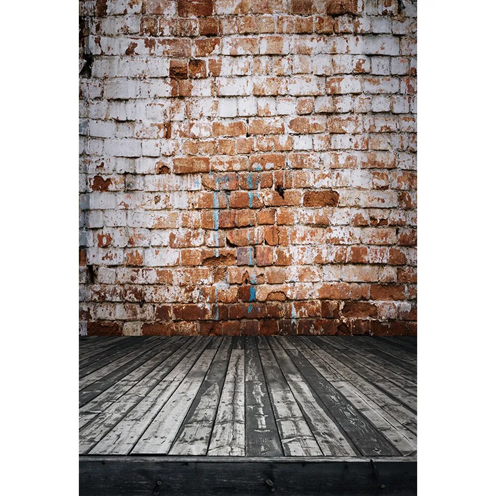 Brick Wall Photography Background Cement Wall Wooden Floor Baby Portrait Food Baby Photo Studio Interior Wall Backdrop