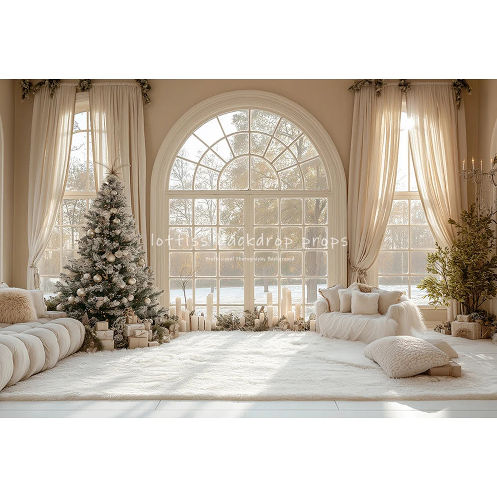 Christmas Living Room Backdrops Kids Family Photography Child Adult Photocall Retro Luxury Room Xmas Trees Backgrounds