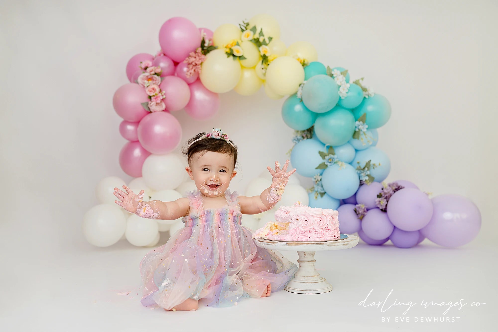 Fabulous Flower Balloons Garland Backdrop Kids Baby Cake Smash Photocall Decors Child Adult Birthday Photography Backgrounds