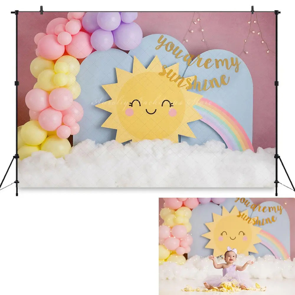 Balloons Arch and Cars Birthday Backdrop Kids Baby Cake Smash Photography Props Child Boys Adult Studio Backgrounds