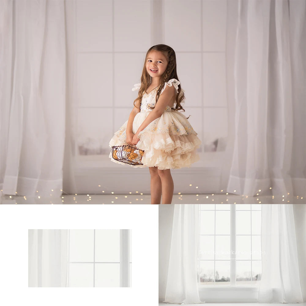 Windows Curtains Backdrops Kids Baby Photography Props Child Adult Photocall Decors Birthday Cake Smash Photostudio Background