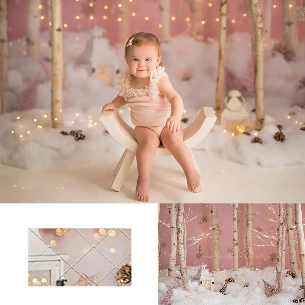 Glimmer Winter Wonderland Backdrop Kids Baby Cake Smash Photography Props Child Adult Birthday Studio Backgrounds