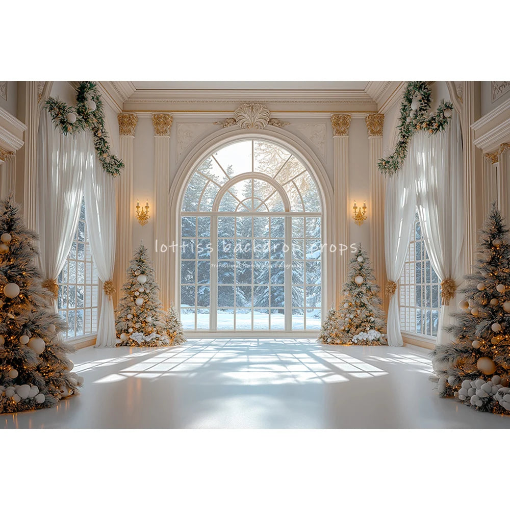 Christmas Living Room Backdrops Kids Family Photography Child Adult Photocall Retro Luxury Room Xmas Trees Backgrounds