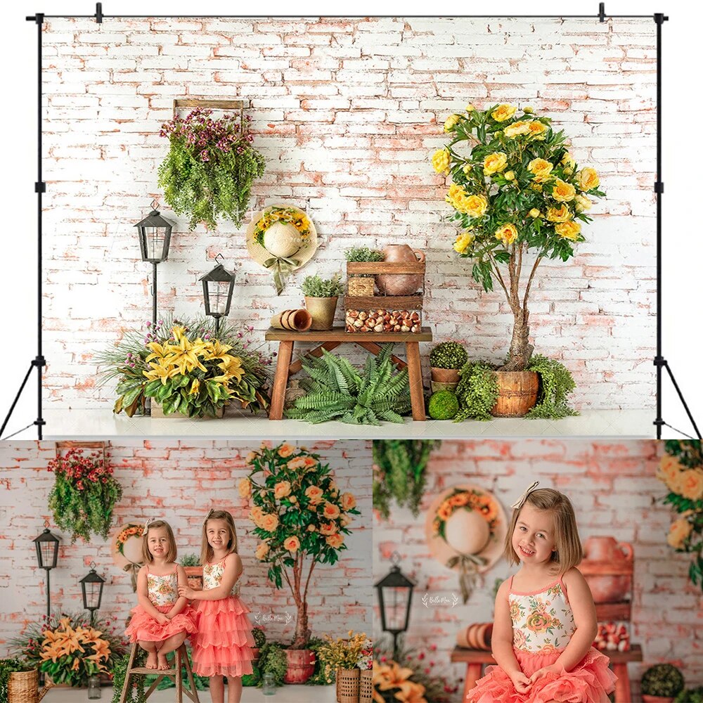 Spring House Front Backdrops Kids Girl Photography Baby Birthday Adult Flower Wall Photocall Props Garden Floral Background