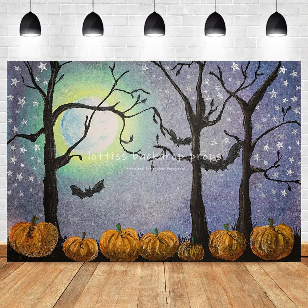 Halloween Backdrops Bat Pumpkin Lantern Horrior Forest Kid Photography Cake Smash Birthday Prop Child Baby Photocall Background