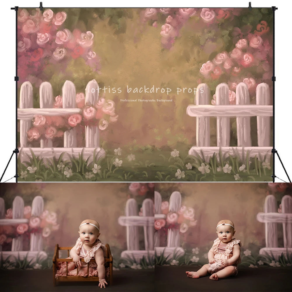 Garden Blooms Backdrops Kids Adult Photography Props Child Baby Photocall Decors Birthday Cake Smash Photo Backgrounds