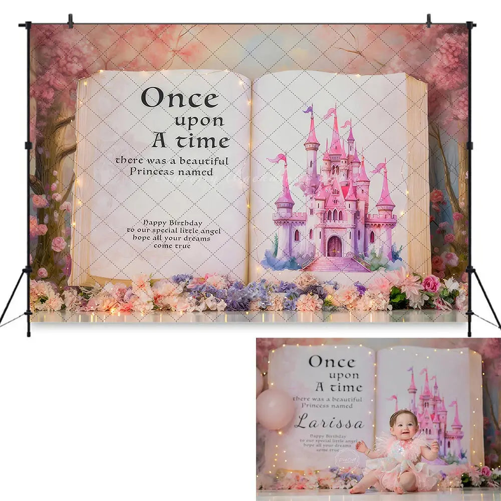 Story Book Cake Smash Backdrop Pink Castle Girls Adult Birthday Photography Decors Kids Baby Theme Party Studio Backgrounds