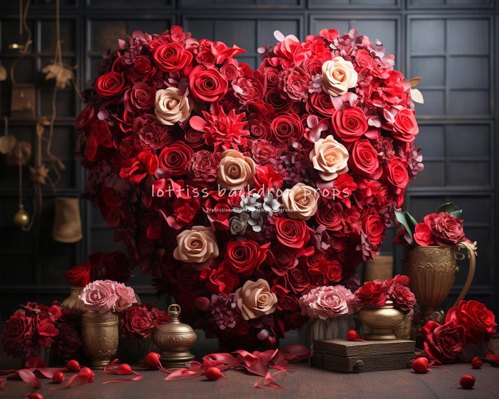 Valentine Candy Store Backdrops Kids Girl Photography Props Child Adult Photocall Decors Pink Rose Heart Backgrounds