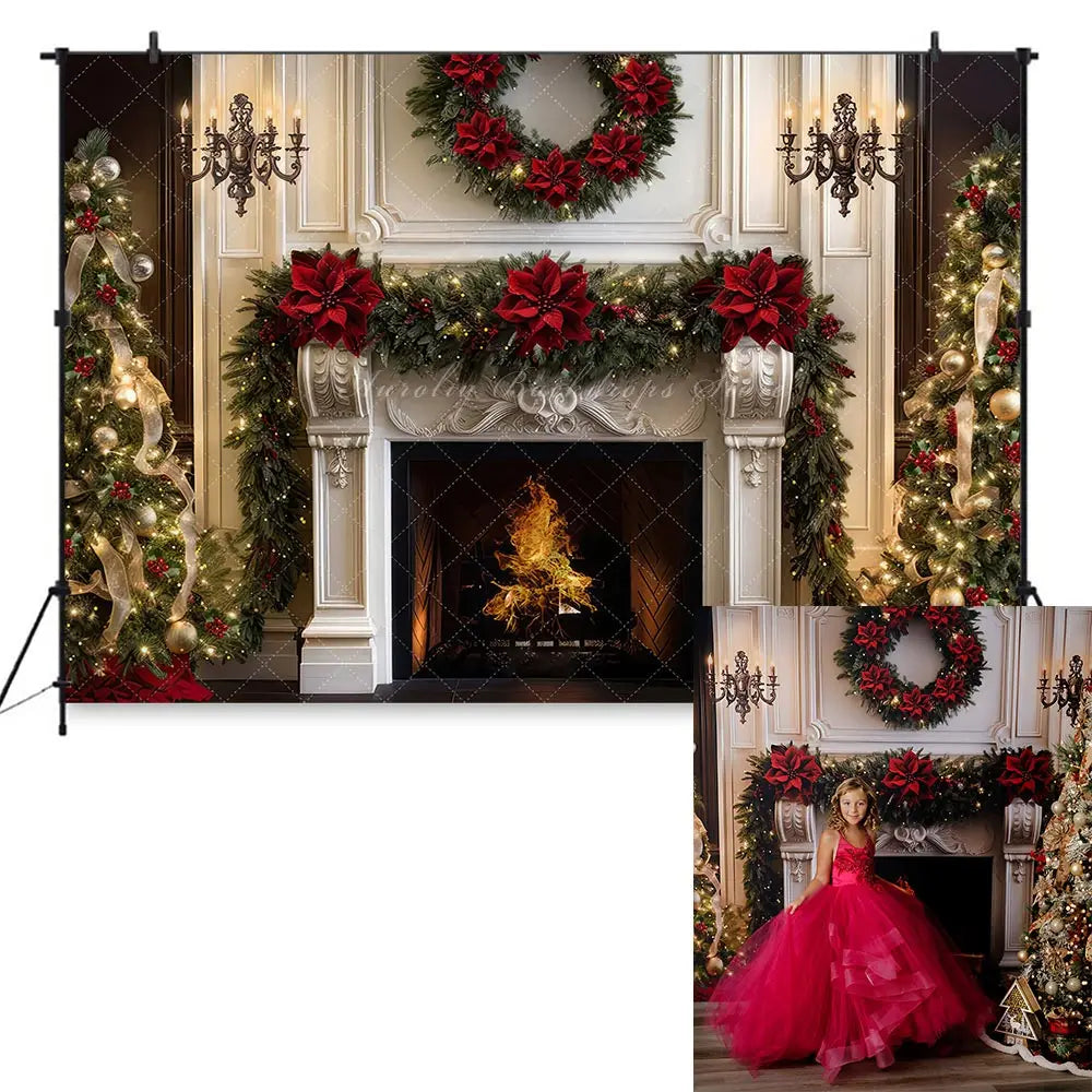 Cozy Christmas Fireplace Photography Backdro Kids Baby Cake Smash Photocall Decors Child Adult Birthday Photo Shoot Backgrounds