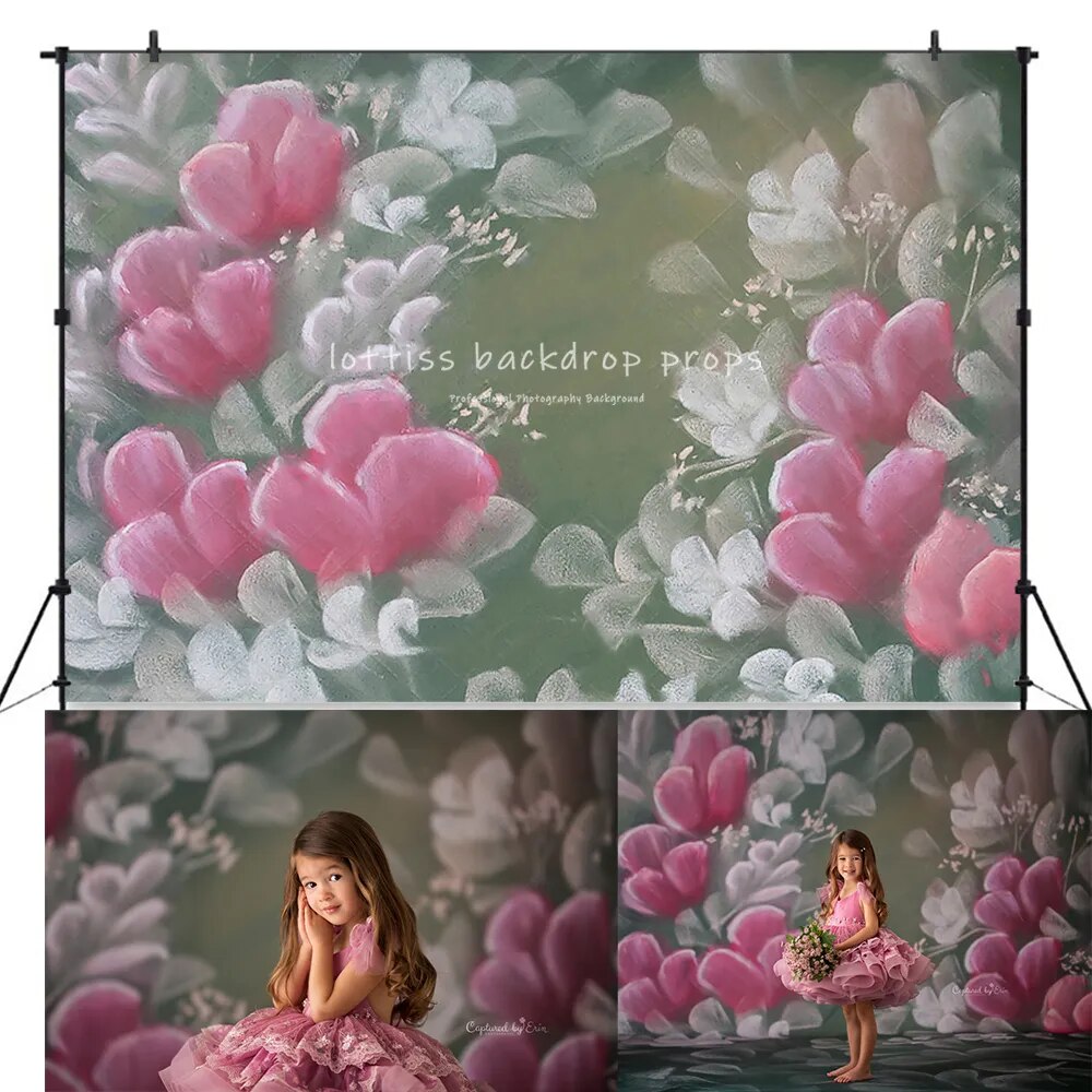 Retro Oil Painting Abstract Photography Backdrops Spring Garden Flowers Backgroud Child Portrait Photo Studio Photocall Props