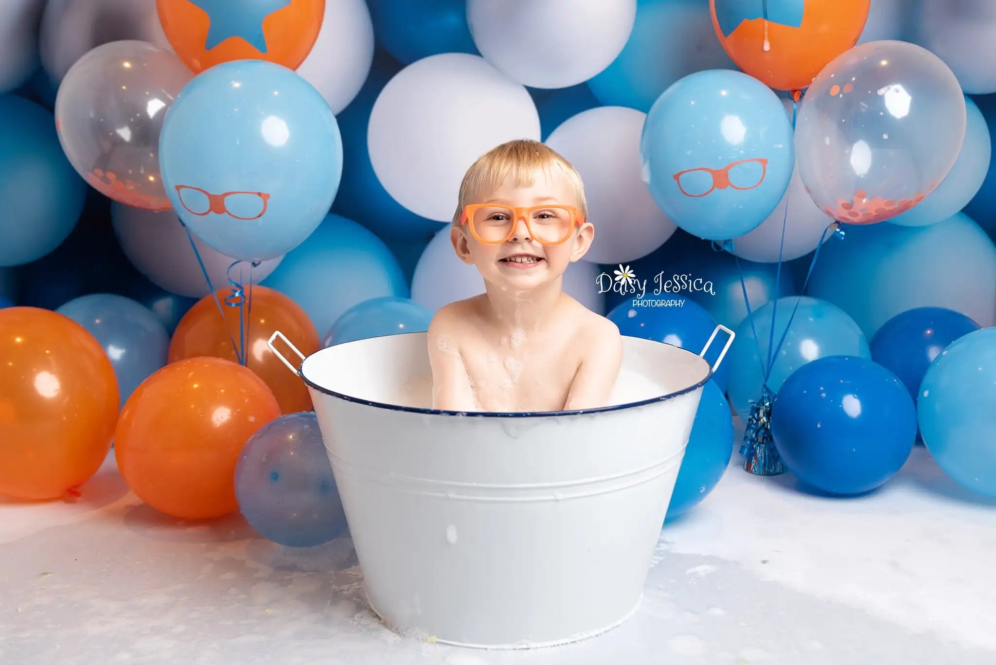 Blue Balloons Wall Backdrop Kids Baby Cake Smash Photography Props Child Boys Adult Photocall Studio Backgrounds