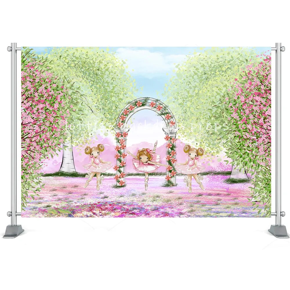 Toile de fond pour photographie de Ballet de filles, fournitures de ballerine, décor de danse pour gâteau d'anniversaire, accessoires de Smash, arrière-plan de danseuse pour réception-cadeau pour bébé 