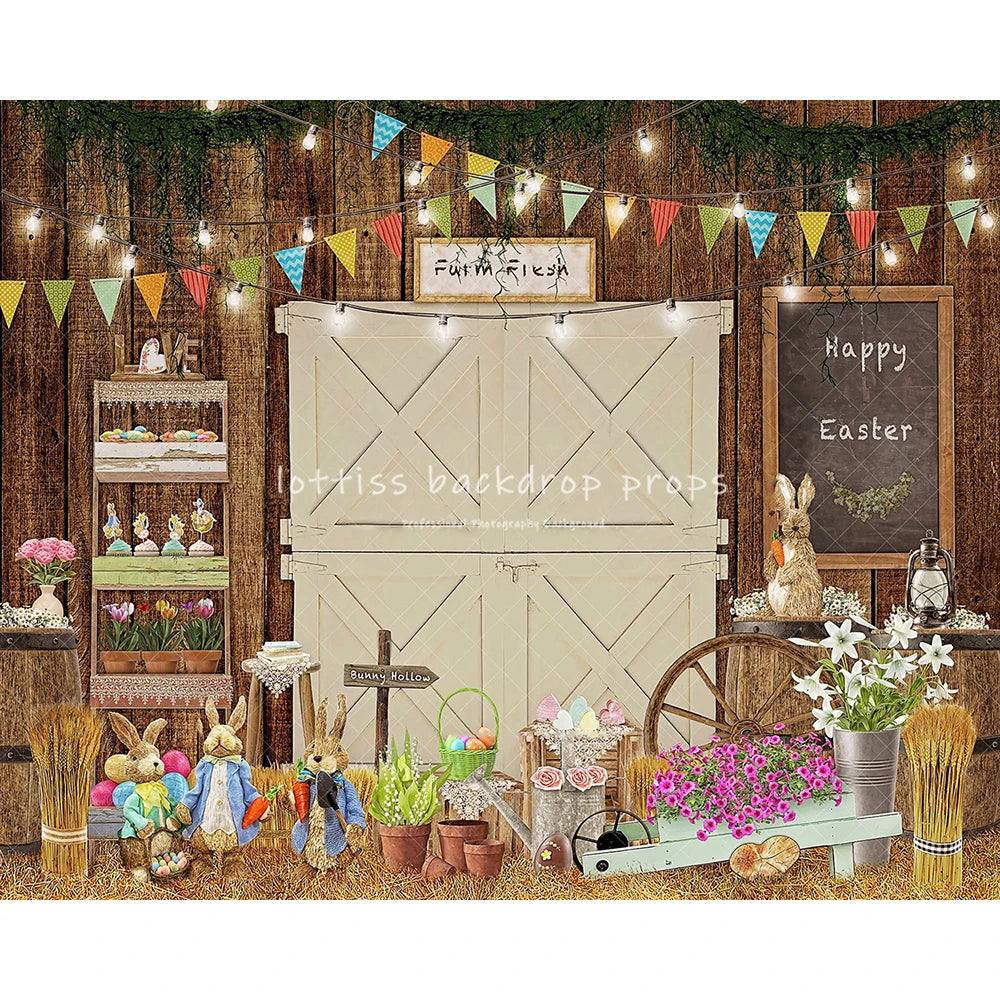 Easter Eggs Bunny Backdrops Kids Baby Photography Child Adult Festival Photocall Decors Spring Forest Farm Barn Door Backgrounds