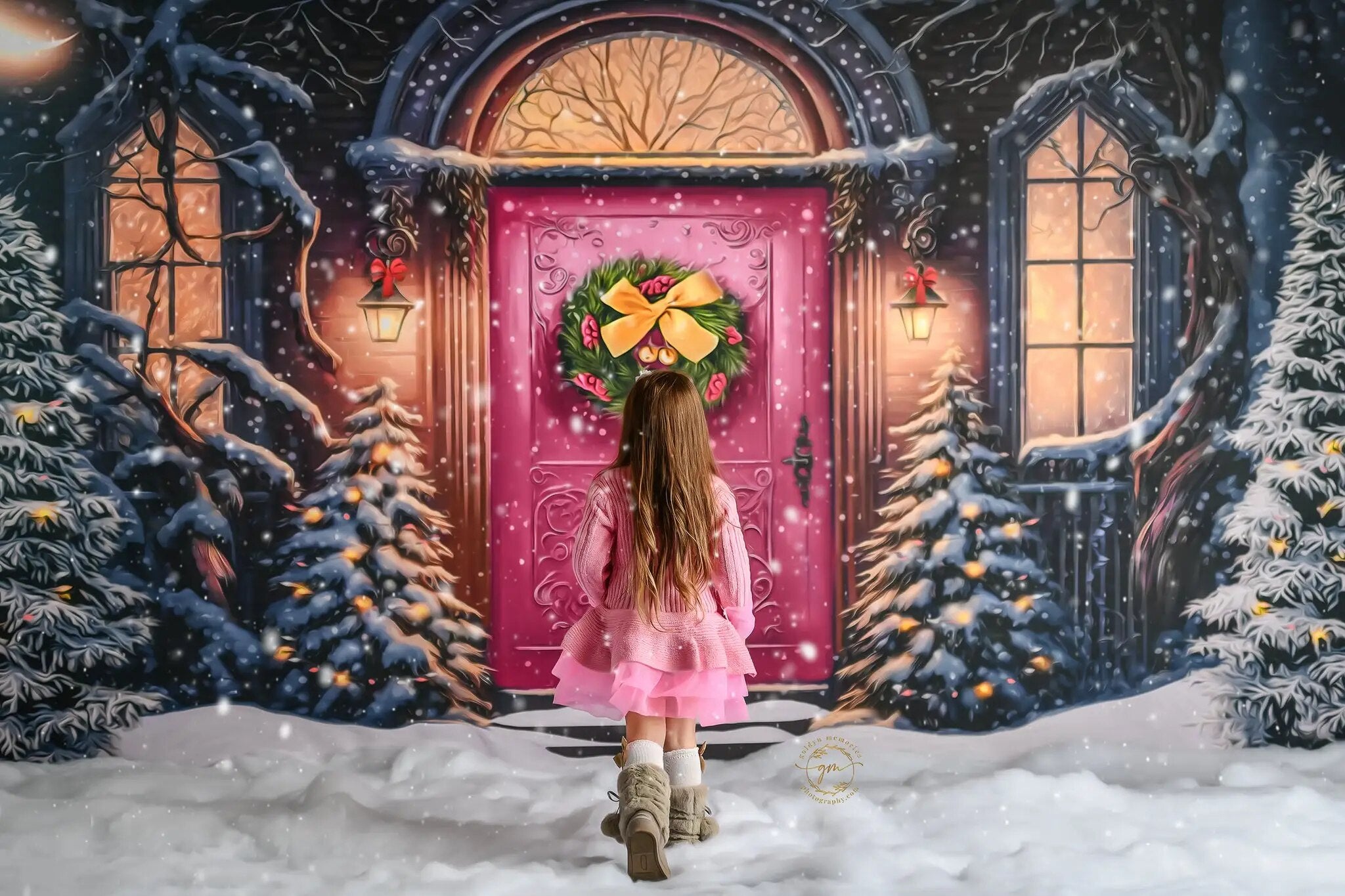 Home For The Xmas Holidays Backdrops Kids Baby Photography Props Child Adult Photocall Christmas House Front Background