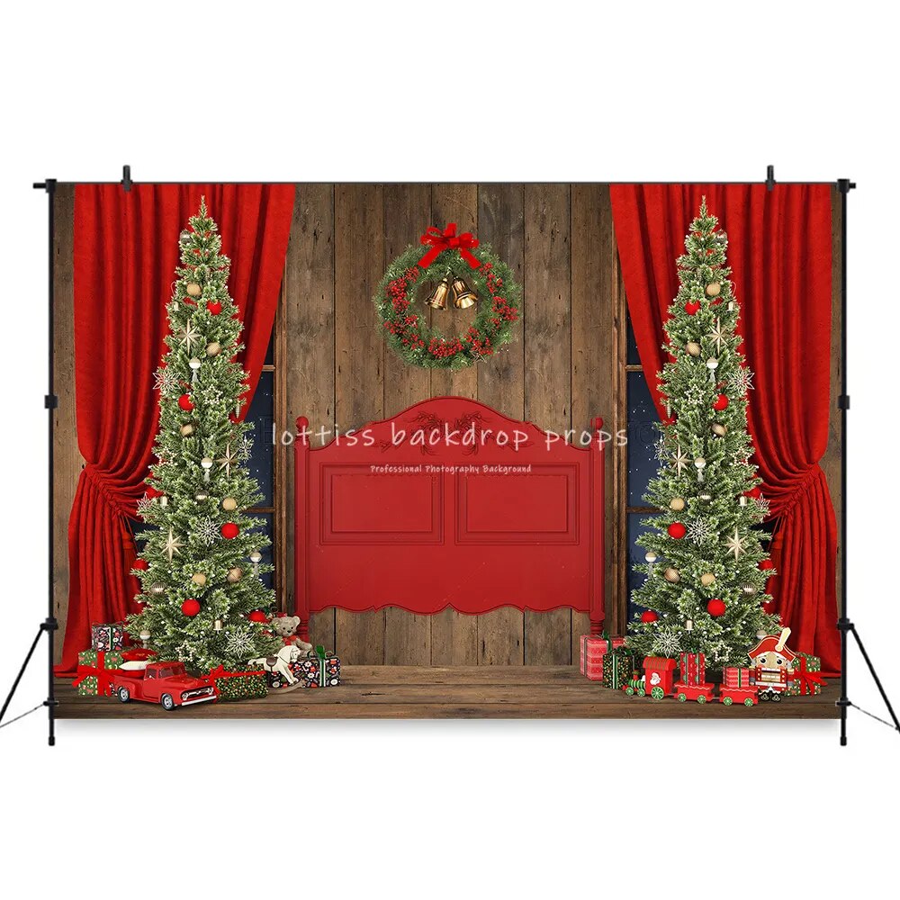 Christmas House Backdrops Fireplace Family Photocall Child Baby Photostudio Props Girl Photography Xmas Street Background