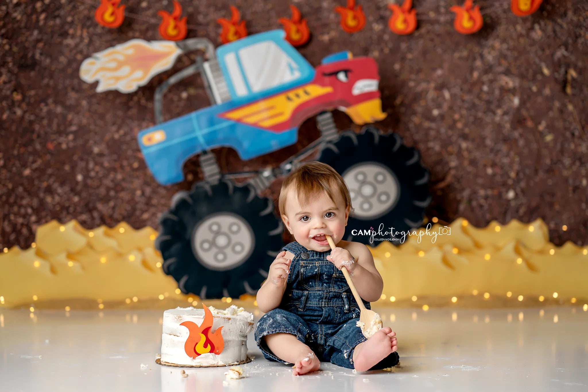 Traffic Backdrop Diesel Powered Kids Baby Cake Smash Photography Props Boys Adult Birthday Studio Backgrounds