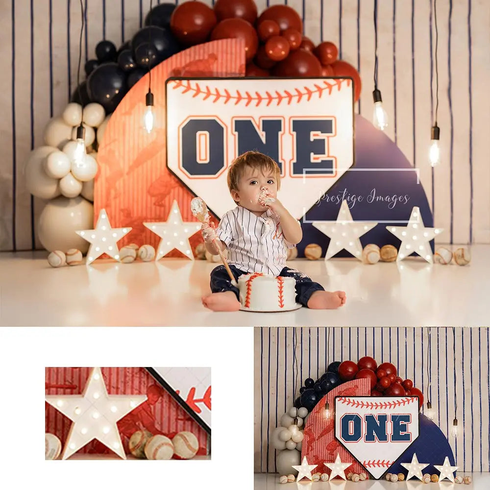 One Little Slugger Photo Backdrop Baseball Sports Kids Baby Cake Smash Photography Props Child Adult Studio Backgrounds