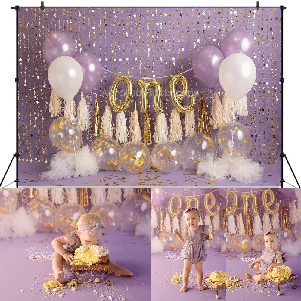 Confetti One Honey Pie Master Backdrops Kids Baby Photography Props Child Balloons Birthday Cake Smash Background