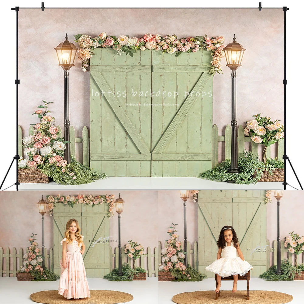 Spring Floral Windows Doors Backdrops Kids Girl Photography Pregnant Woman Baby Photocall Garden Plants Decors Background