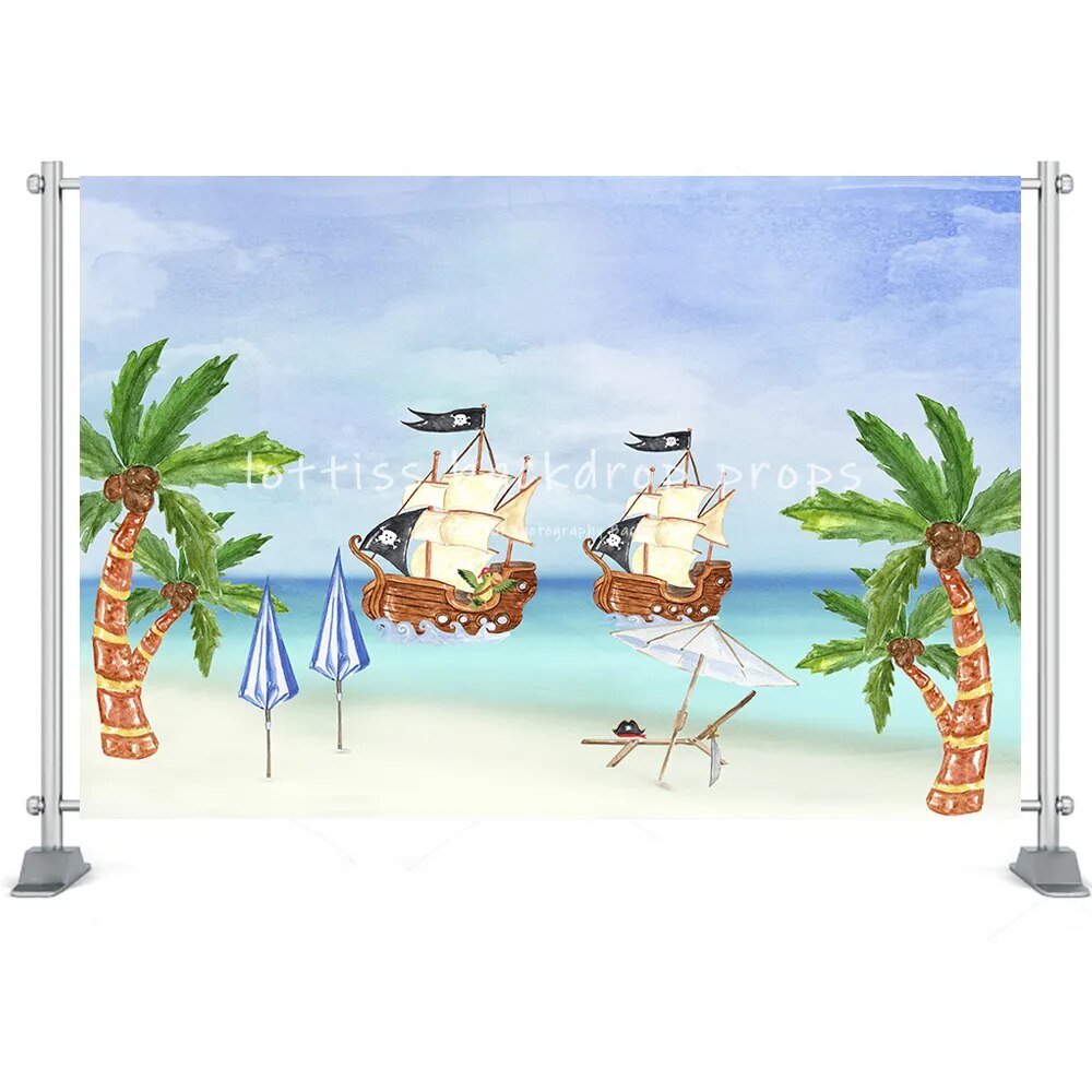 Summer Beach Backdrop Surfboard Van Palm Tree Holiday Seaside Toy Kids Newborn Portrait Customized Photography Background