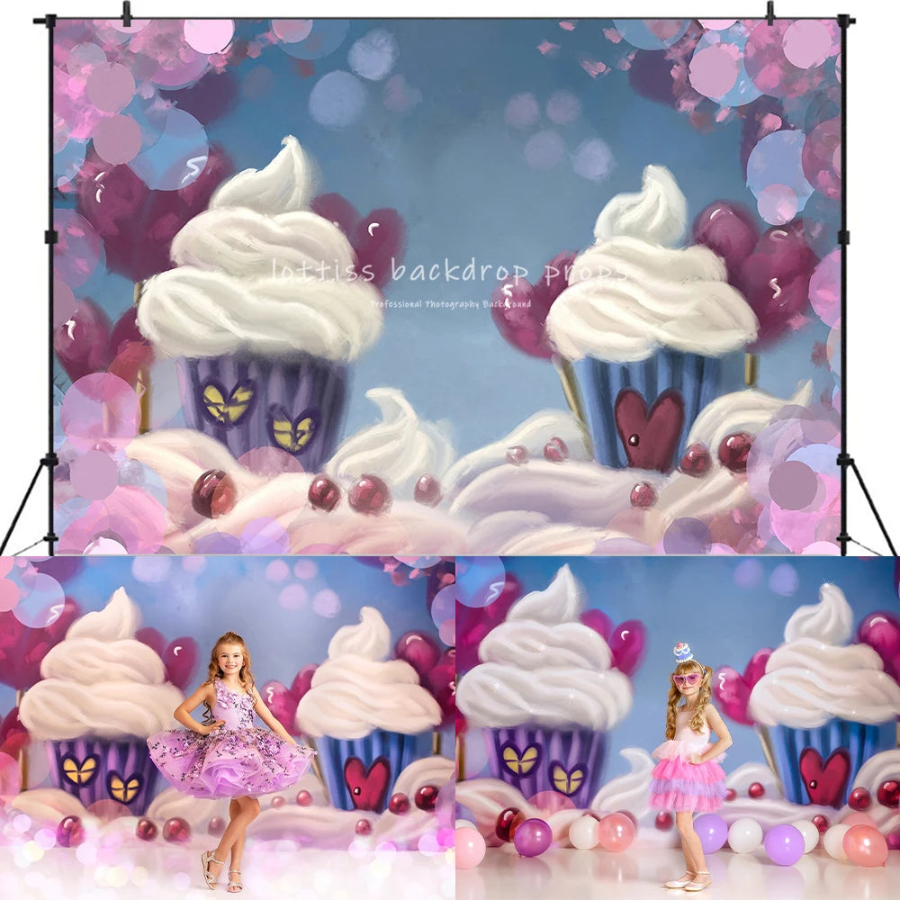 Cupcake Valley Valentine Day Backdrops Kids Girl Photography Props Baby Birthday Child Adult Photocall Decors Background