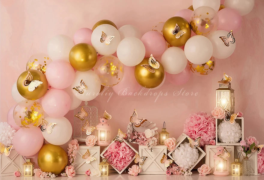 Balloon Garland Photography Backdrop Kids Baby Cake Smash Photocall Decors Boho Floral Balloons Child Adult Studio Backgrounds