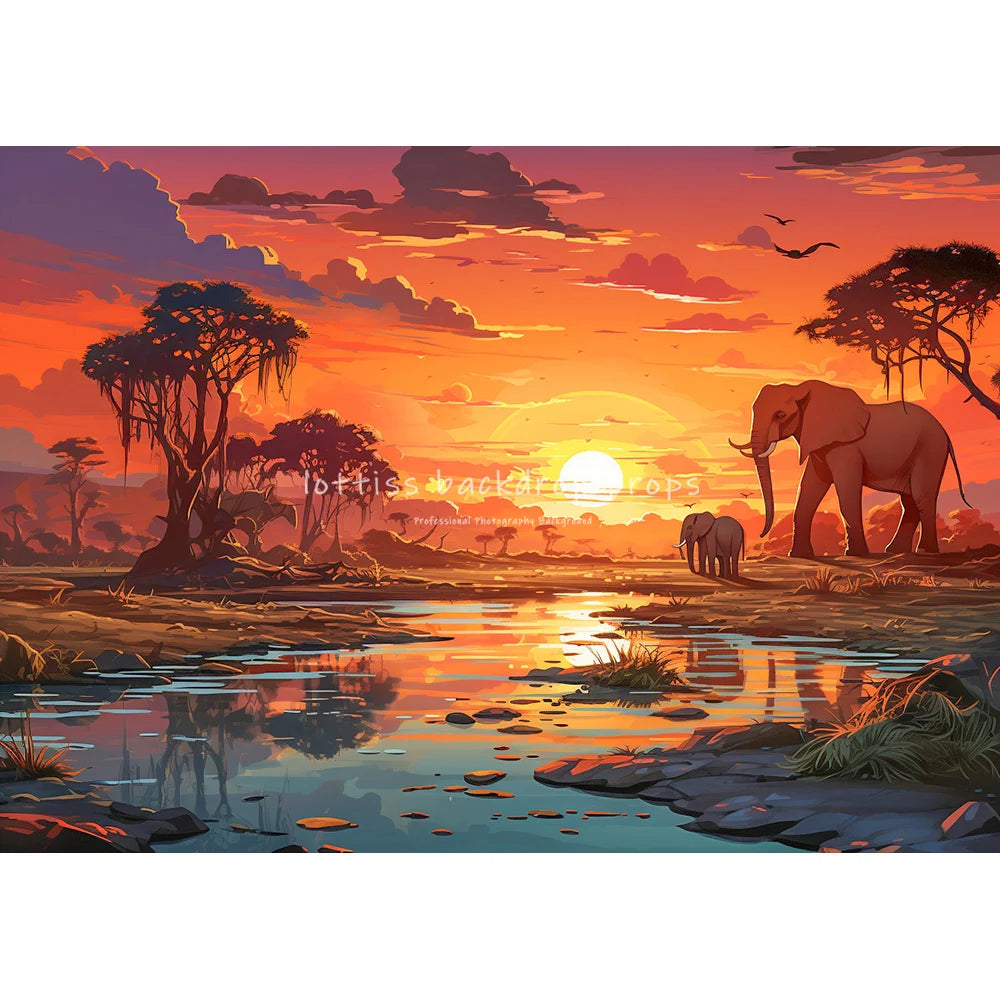 Jungle Advance Backdrops Kids Baby Cake Smash Photography Child Adult Photcall Forest Animals Giraffe Elephant Backgrounds