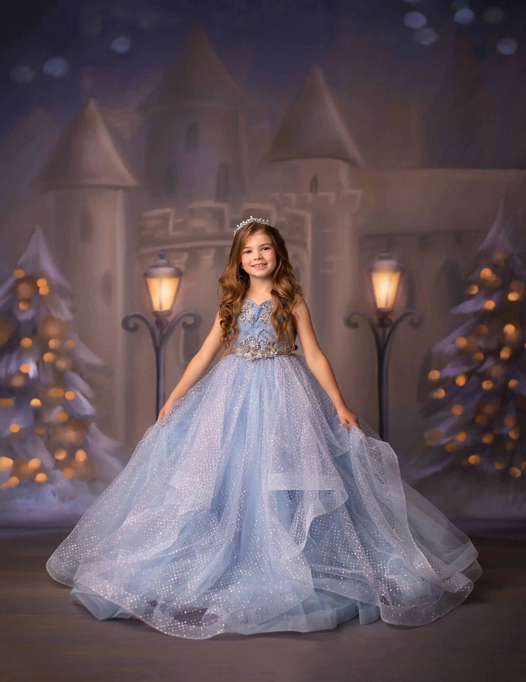 Winter Xmas Castle Backdrops Adult Kids Photography Portrait Props Baby Child Photocall Princess Christmas House Background