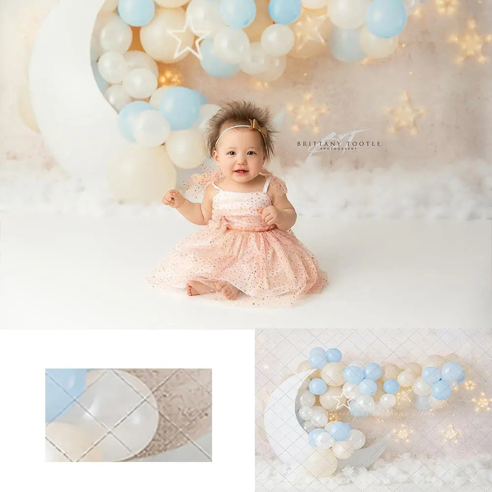 Over the Moon Dreams Photo Backdrop Balloon Arch Kids Baby Cake Smash Photocall Decors Girls Adult Birthday Studio Backgrounds