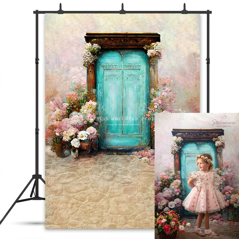 Spring Castle Backdrops Kids Baby Photography Props Child Adult Birthday  Photocall Decors Pink Floral Garden Gate Backgrounds