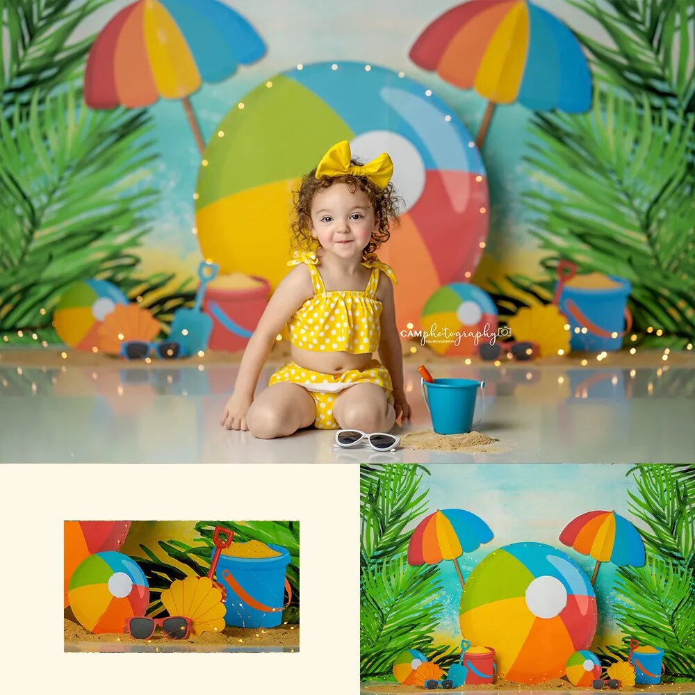 Summer Beach Backdrops Kids Baby Portrait Photography Child Birthday Photocall Seaside Palm Trees Background For Photostudio