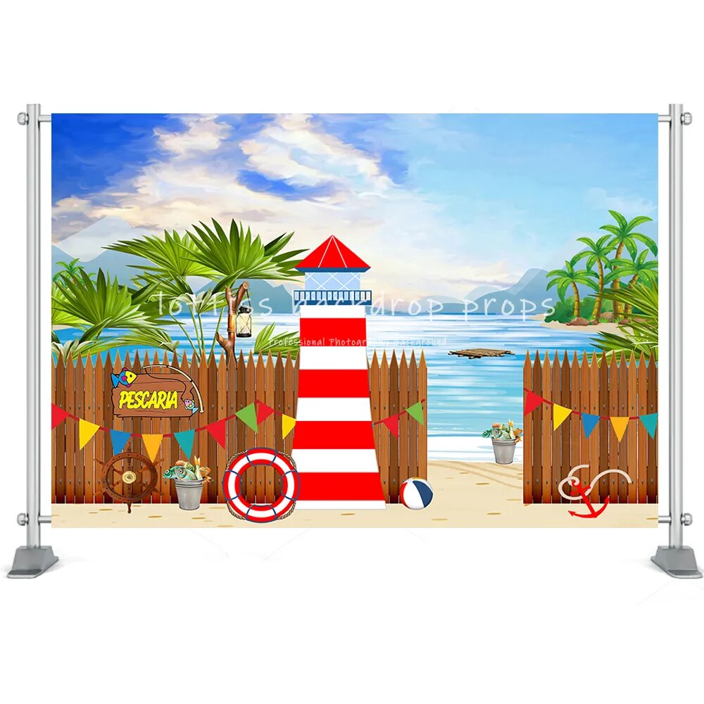 Summer Beach Backdrop Surfboard Van Palm Tree Holiday Seaside Toy Kids Newborn Portrait Customized Photography Background