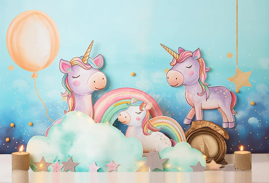 Dance Unicorn Photography Backdrop Kids Baby Cake Smash Photocall Decors Rainbow Floral Child Girls Studio Backgrounds