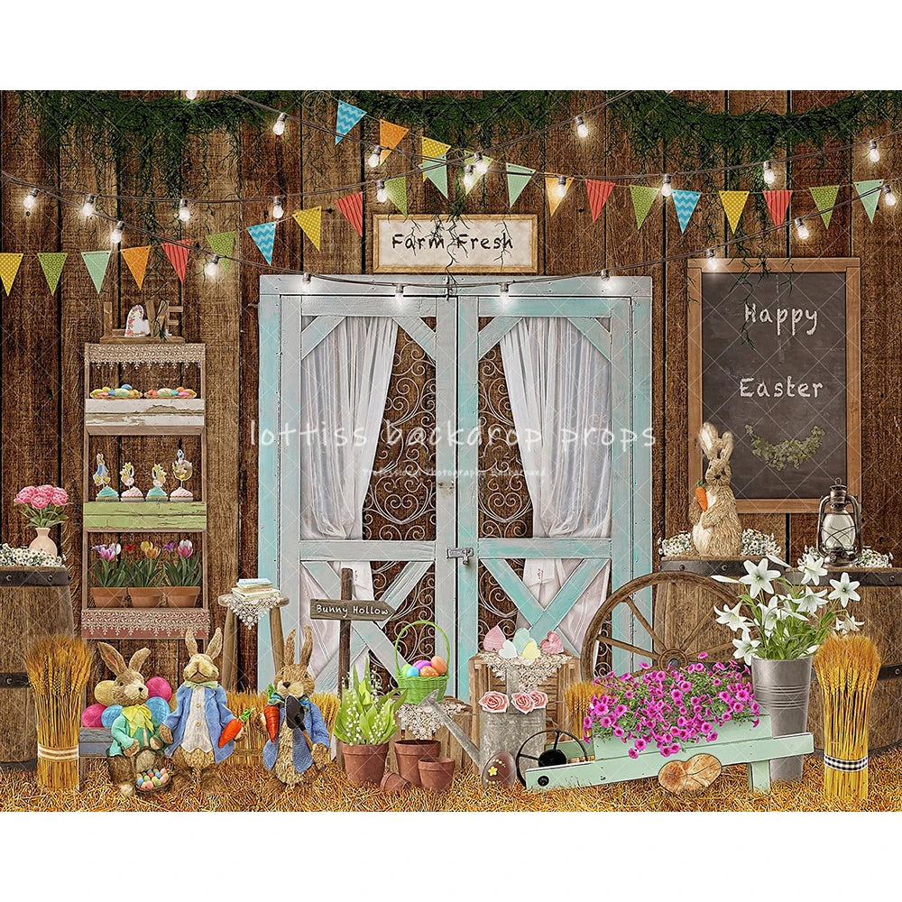 Easter Eggs Bunny Backdrops Kids Baby Photography Child Adult Festival Photocall Decors Spring Forest Farm Barn Door Backgrounds