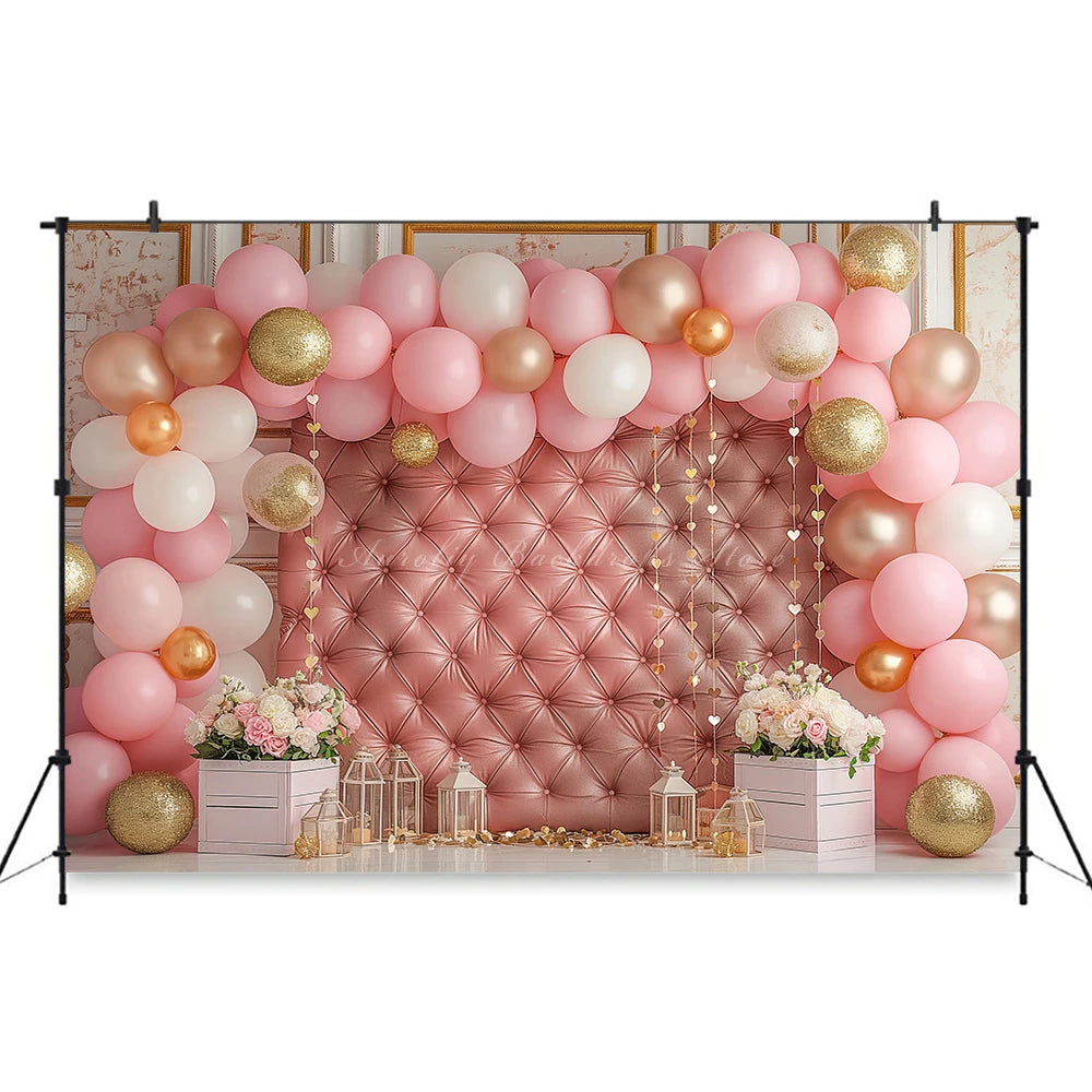 Royal Blue and Balloon Garland Photography Backdrop Kids Baby Cake Smash Photocall Decors Pink Balloon Arch Child Backgrounds