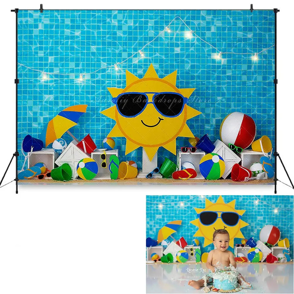 Summer Swimming Pool Photography Backdrop Kids Baby Cake Smash Photocall Decors Child Adult Birthday Studio Backgrounds