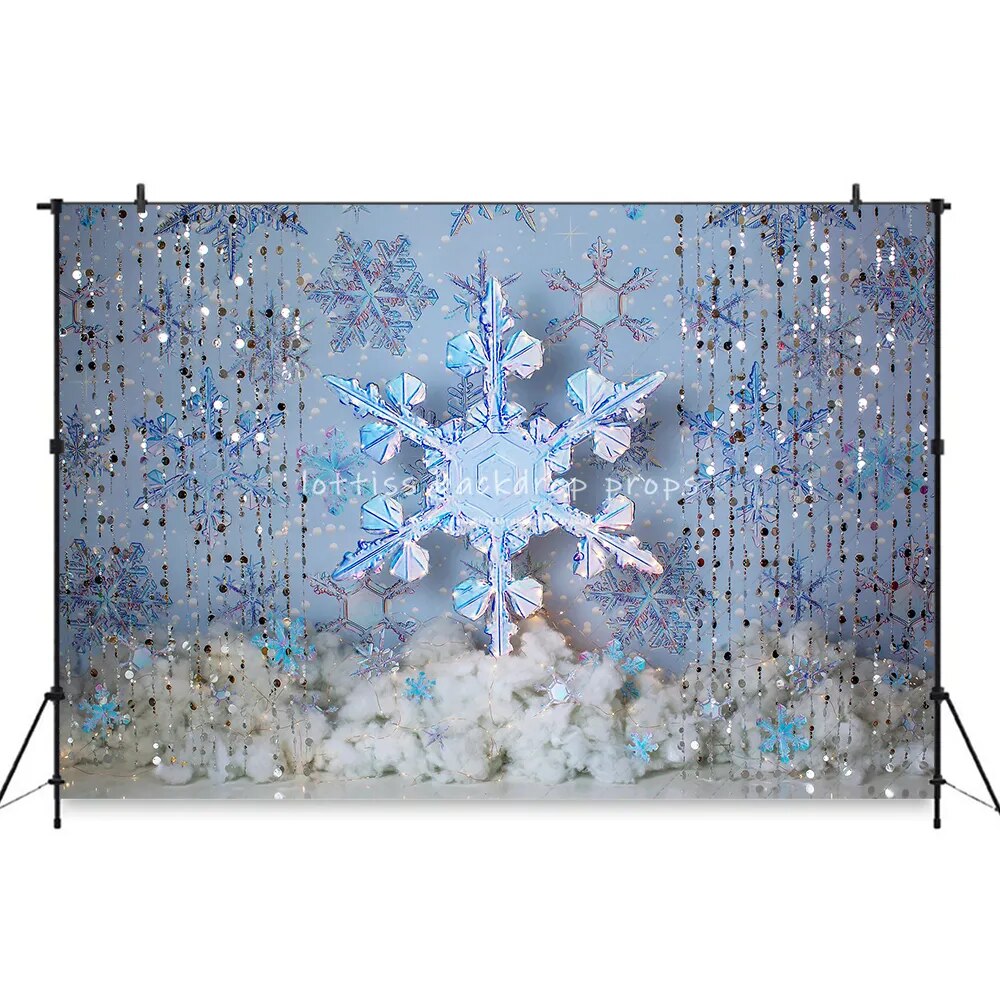 Winter Snowflake Backdrops Kids Baby Photography Props Child Adult Photocall Decors Birthday Cake Smsh Xmas Background