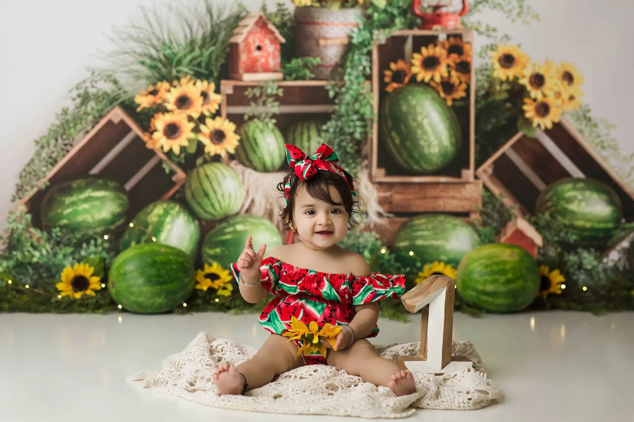 One In A Melon Backdrops Kids Baby Photography Props Child Adult Photocall Decors Birthday Fruits Watermelon Background