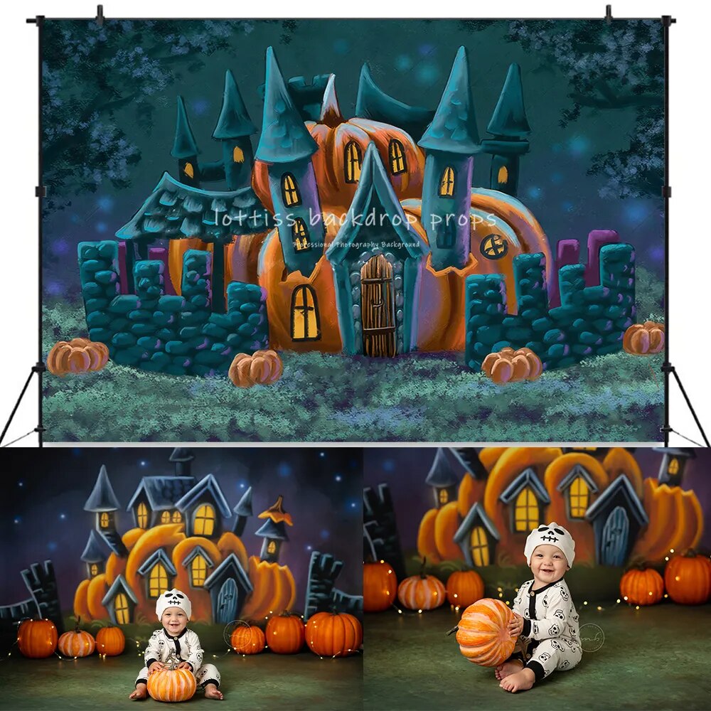 Décors d'halloween lanternes citrouille décors enfants photographie adulte bébé gâteau d'anniversaire Smash fête arrière-plans 