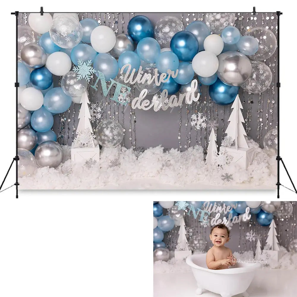 Balloon Arch Theme Backdrop Kids Baby Cake Smash Photography Props Child Girls Adult Birthday Party Studio Backgrounds